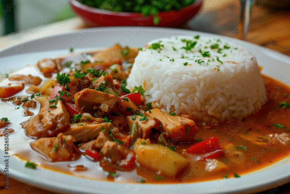 A simple dish featuring cooked rice and meat on top A simple dish featuring cooked rice and meat on top