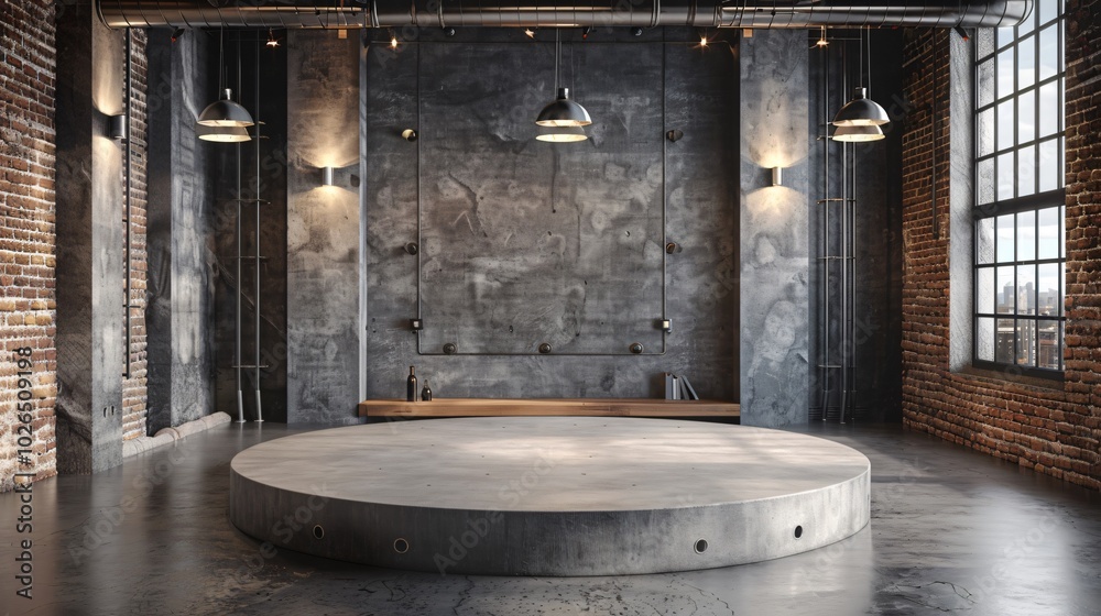 Fototapeta premium product podium on loft background 