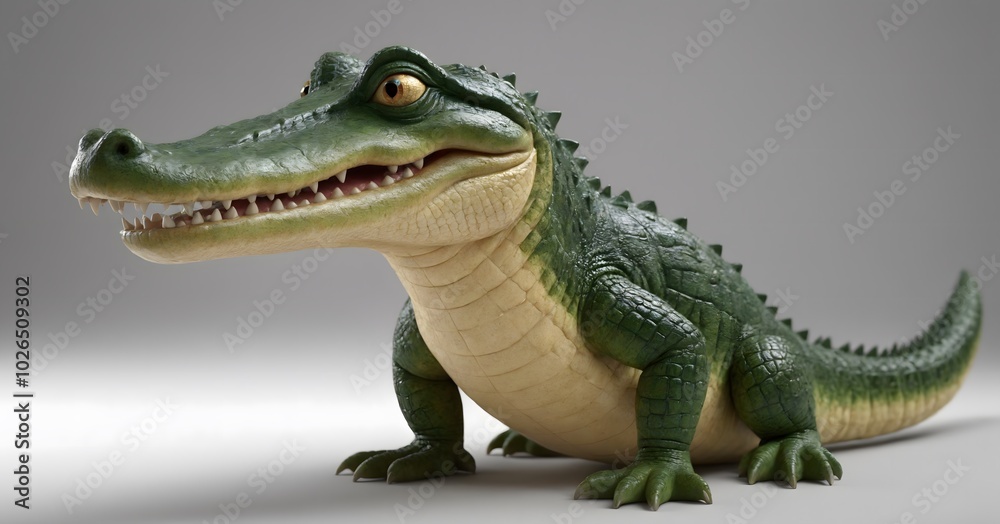 Obraz premium swim, standing, graphic, swimming, endangered, comic, nice, artistic, design, cute, color, cute animal, loveable, isolated on white, reptile, animal, sea, wildlife, illustration, white, crocodile, cro