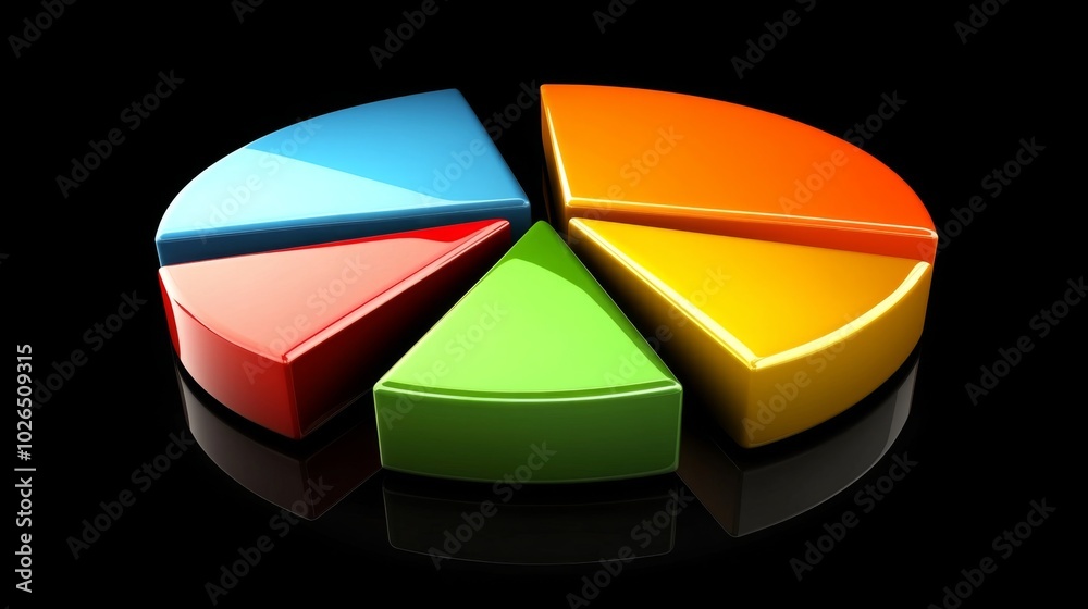 Fototapeta premium Colorful Pie Chart on Black Background