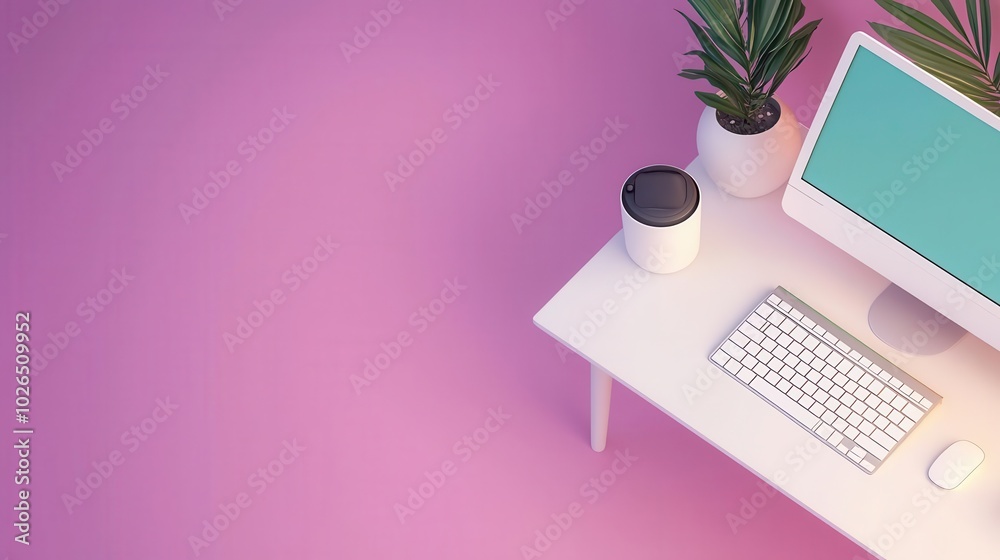 Isometric smart office layout with minimalist desks, smart monitors, and voicecontrolled lighting for efficient collaboration