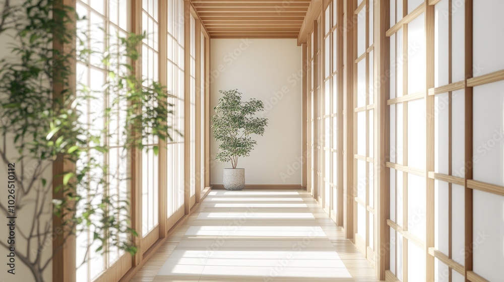 Serene Interior with Natural Light and Greenery