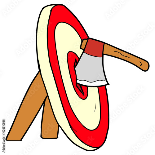throwing axe illustration hand drawn isolated vector