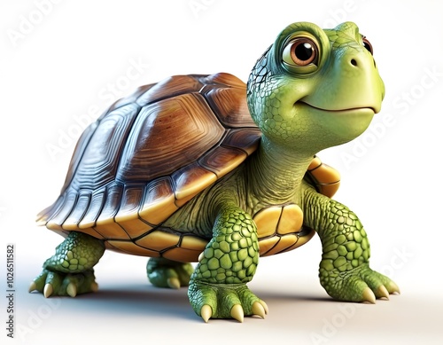 AI generated cute turtle on a white background