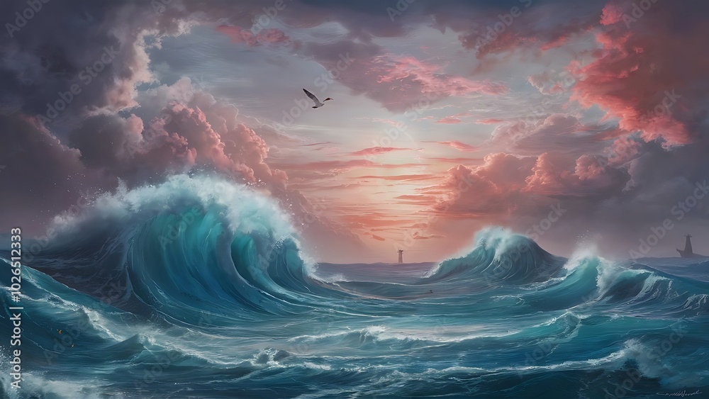 Fototapeta premium Background with wave - brochure design or flyer