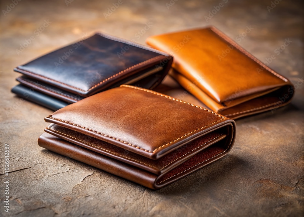Aerial View of Elegant Leather Wallets for Luxury Accessory Showcase