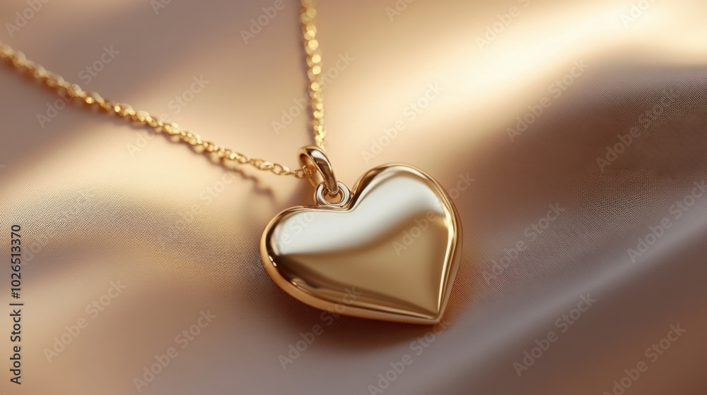 heart-shaped pendant, hanging on a thin gold chain heart-shaped pendant, hanging on a thin gold chain