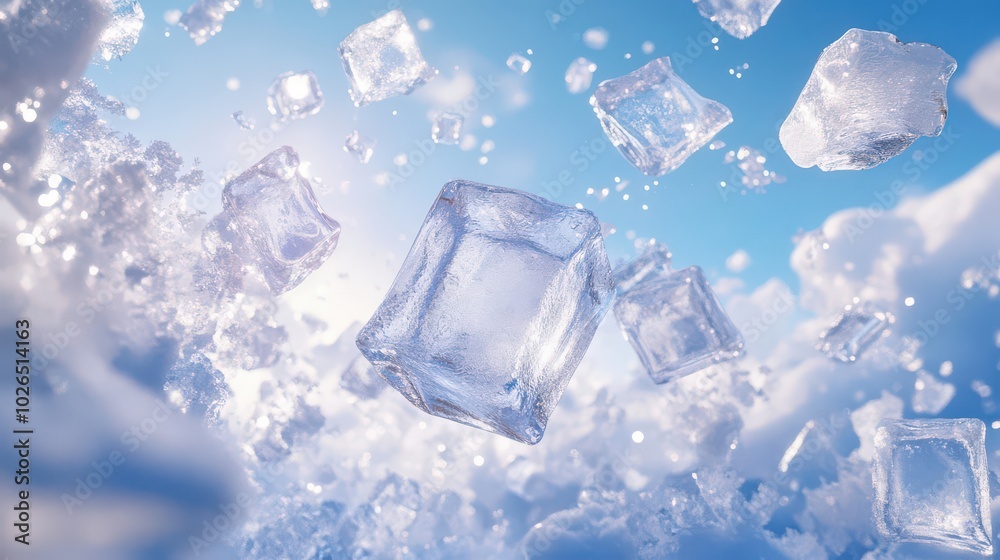 Sparkling Ice Cubes in a Frosty Environment Sparkling Ice Cubes in a Frosty Environment