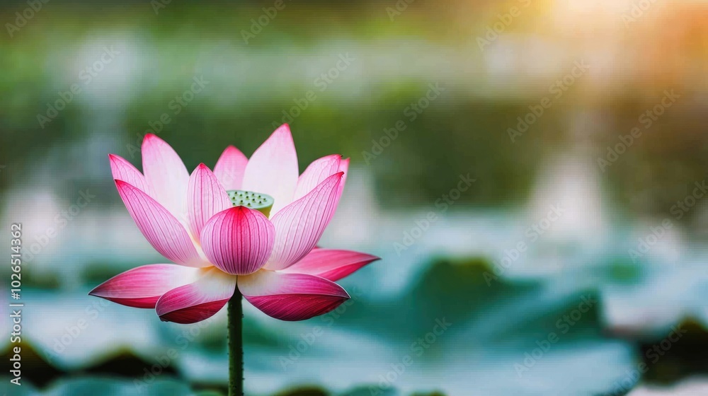 A stunning pink lotus flower blooms gracefully on a serene water surface, surrounded by lush green leaves, symbolizing purity and beauty. A stunning pink lotus flower blooms gracefully on a serene water surface, surrounded by lush green leaves, symbolizing purity and beauty.