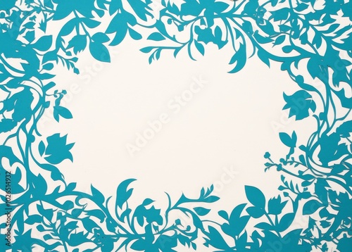 Wallpaper Mural Turquoise Teal Green Mexican Paper-Cut Card with Decorative Border and Blank Space for Writing on a White Background.

 Torontodigital.ca