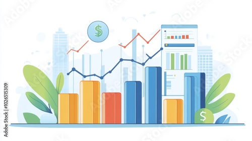 Colorful Financial Data Visualization Illustration