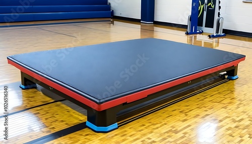 Black and Red Platform for Sports Training in Gym