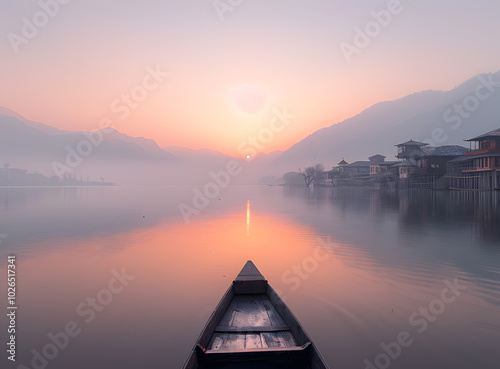 House boats on the dal lake in Srinagar photo