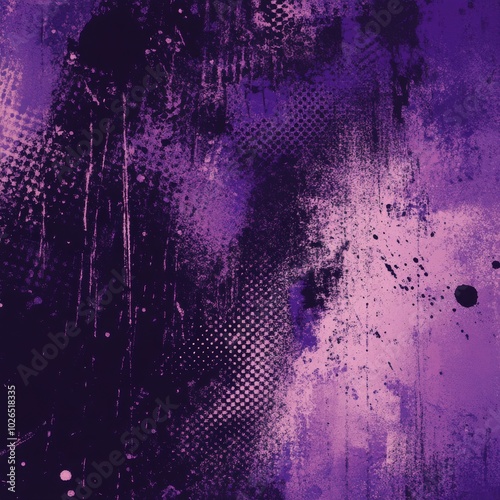 Vibrant purple abstract texture with splashes and patterns created in a digit...