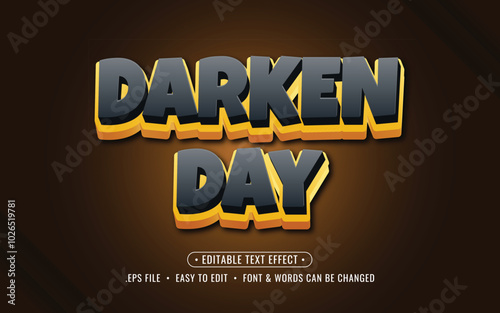 Darken Day Text Effect with 3D Shadows and Glow