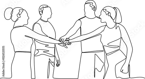 Hands together one line art vector