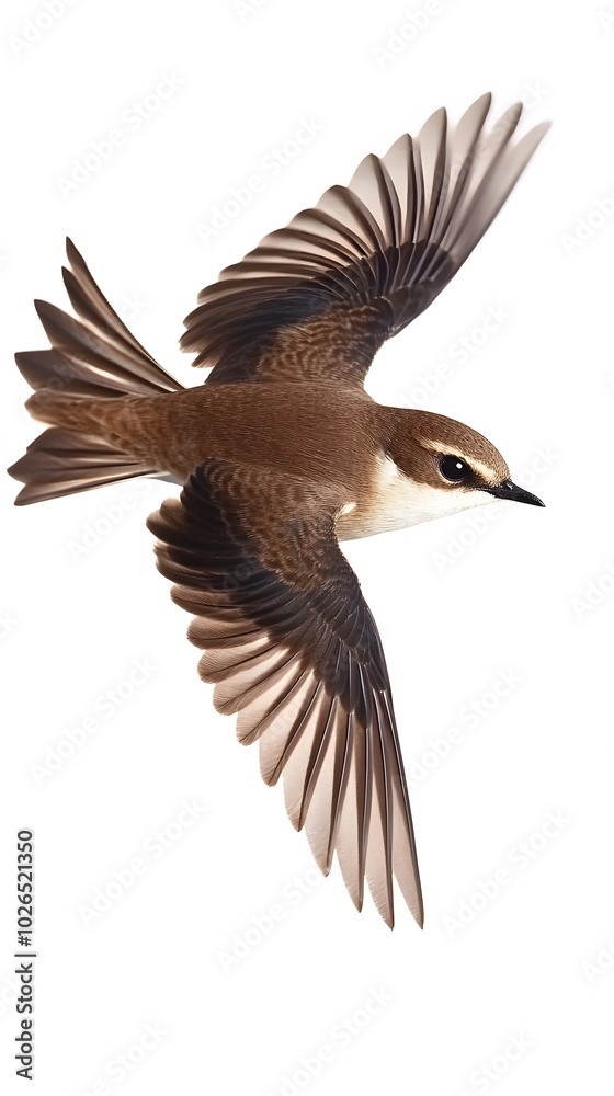 Fototapeta premium Sea Sparrow Bird Flying on White Background, Photo Realistic, Pattern Background, Wallpaper, Cover and Screen for Smartphone, PC, Laptop, 16:9 and 9:16 Format