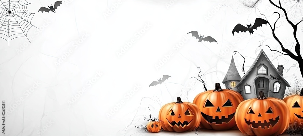 halloween decoration background template illustration. banner, copy space, spooky background. halloween decoration background template illustration. banner, copy space, spooky background.