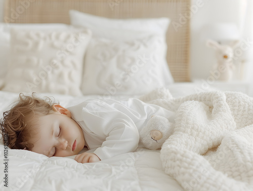 little child sleeping in bed