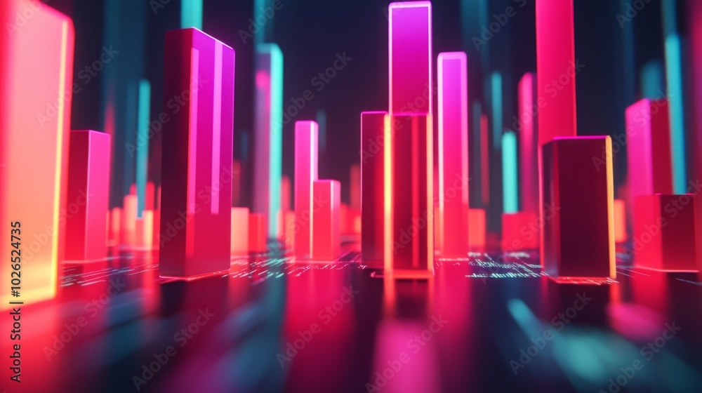 Vibrant Abstract Neon Cityscape in 3D Visualization Vibrant Abstract Neon Cityscape in 3D Visualization