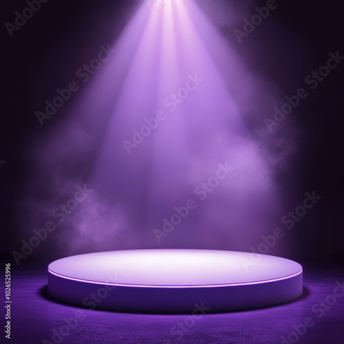 Purple illuminated stage with spotlights creating a vibrant atmosphere for pe...