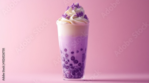 Creamy Purple Dessert Drink in Glass Cup