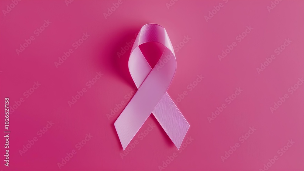 Pink ribbon on pink background as a symbol of support for the fight against cancer with space for text Pink ribbon on pink background as a symbol of support for the fight against cancer with space for text