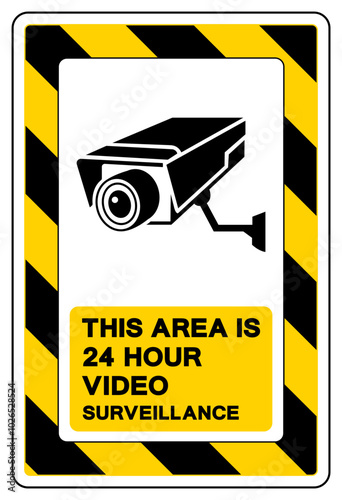 This Area Is 24 Hour Video Surveillance Symbol Sign, Vector Illustration, Isolate On White Background Label. EPS10