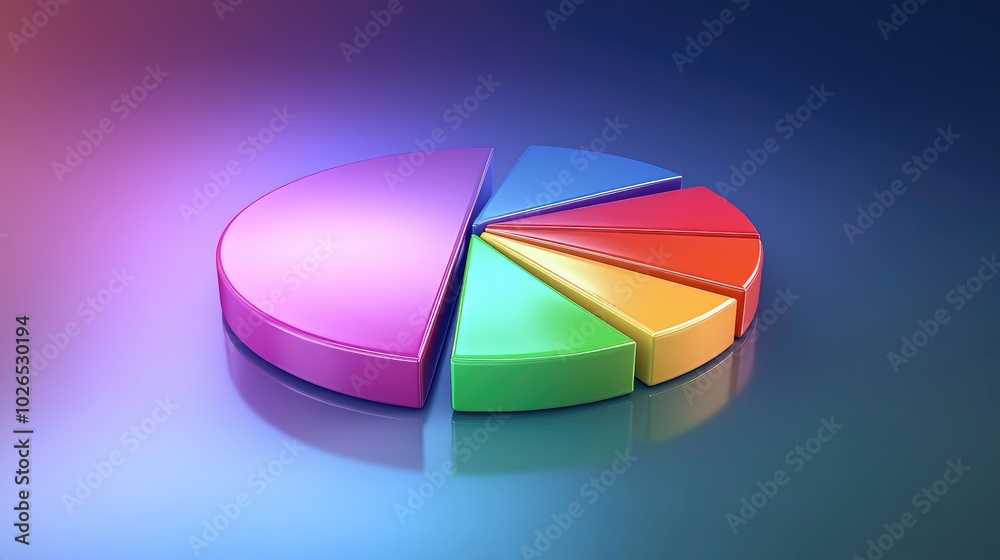 Obraz premium Vibrant 3D Pie Chart with Colorful Segments