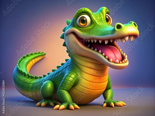 Fun Animated Croc Character Perfect for Kids' Projects, Games, and Educational Materials Featuring Bright Colors and