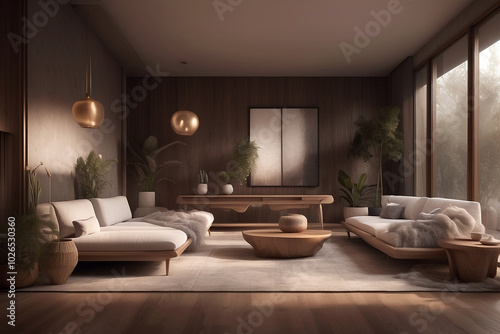 Modern minimalist living room interior have sofa and decor accessories with white color wall- 3D rendering