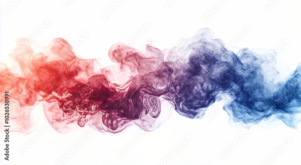 Colorful swirling smoke creates a vibrant abstract pattern on a white background Colorful swirling smoke creates a vibrant abstract pattern on a white background