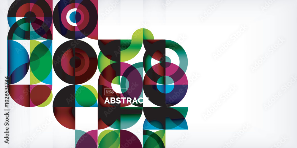 Minimal geometric abstract background. Circle square and triangle design. Trendy techno business template for wallpaper, banner, background or landing Minimal geometric abstract background. Circle square and triangle design. Trendy techno business template for wallpaper, banner, background or landing