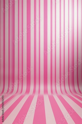 A mesmerizing pink tunnel with striped patterns leading into a dark void in t...