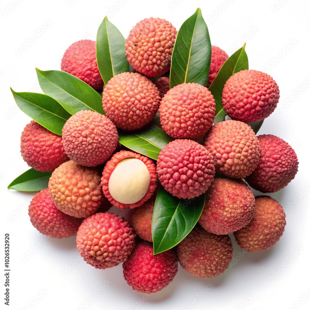 a basket of lychyees with a white background. a basket of lychyees with a white background.