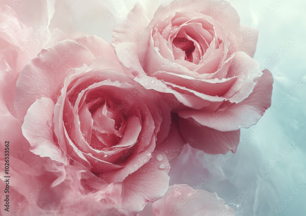 Elegant pink roses and delicate blooms create a soft floral background design for spring Elegant pink roses and delicate blooms create a soft floral background design for spring