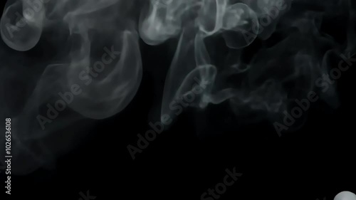 A thick white smoke billowing over a black background.
