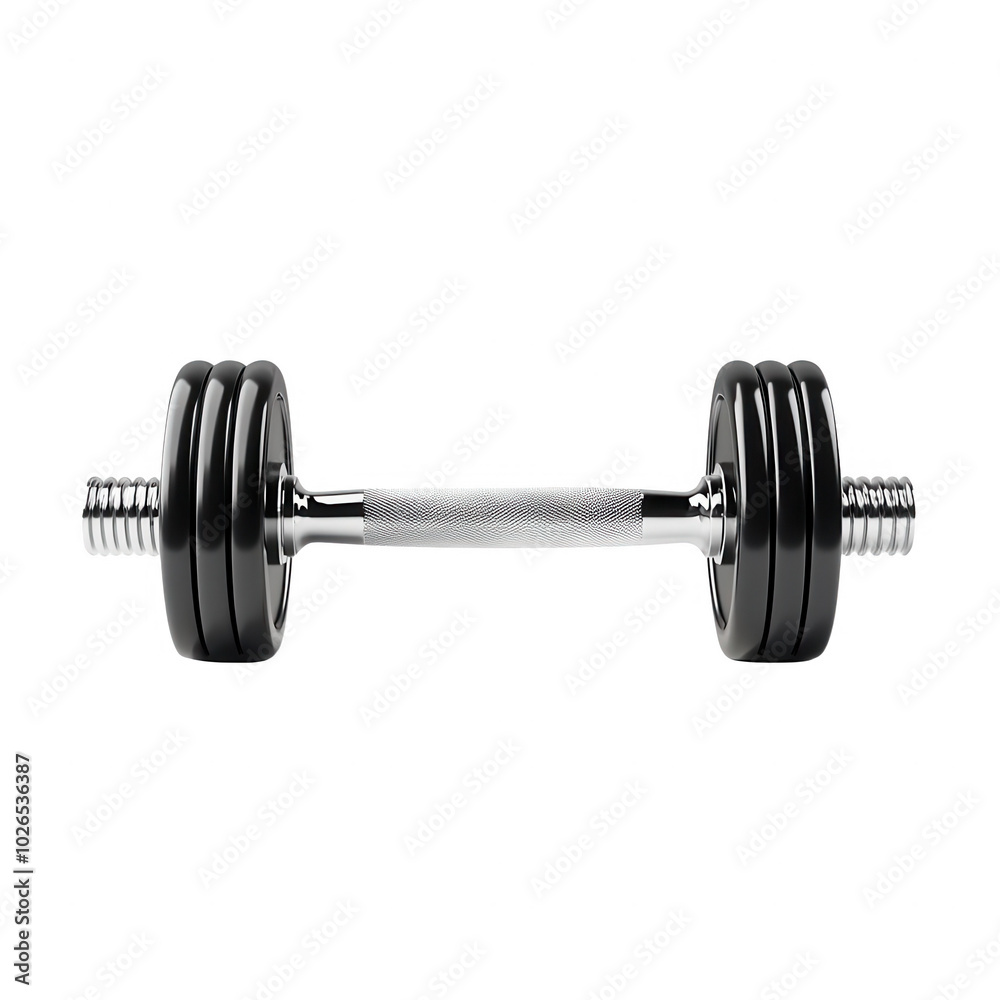 Fototapeta premium Black weight dumbbell on a white isolated background.