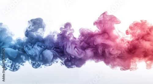 Colorful abstract smoke swirling together in a dynamic blend of purple, pink,...