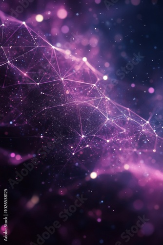 Colorful abstract representation of connected nodes and digital network in a ...