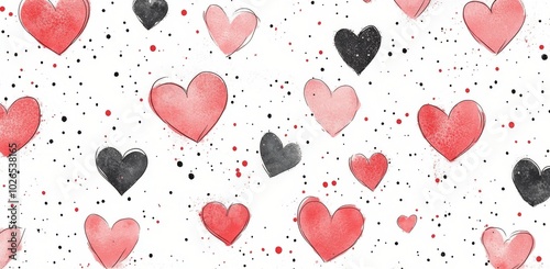 Colorful heart patterns on a white background, perfect for crafts and decorat...