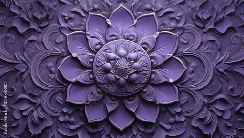 Elegant purple floral design featuring intricate patterns and textures on a v...