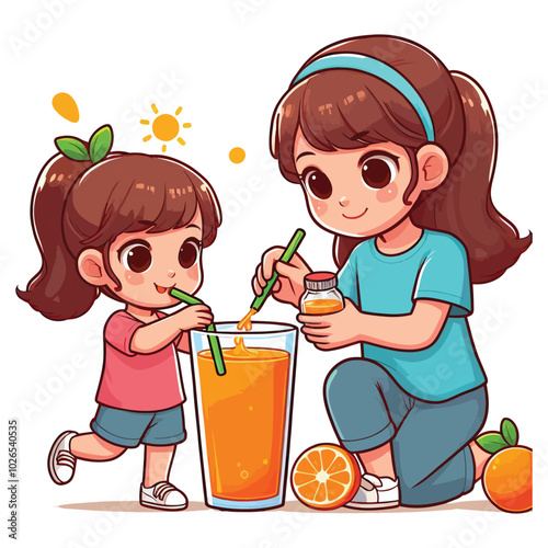 children drinking juice