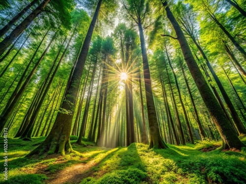 Lush Green Forest Images Featuring Tall Trees, Sunlight, and Nature's Beauty for Stunning Nature Photography Collection