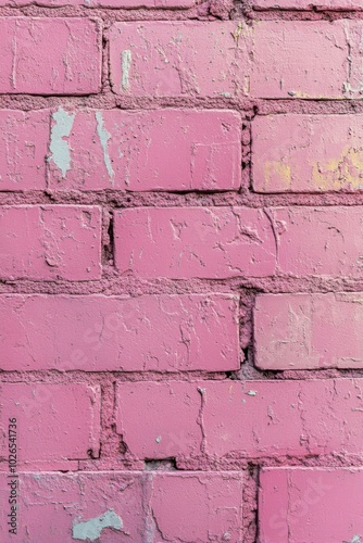Textured pink brick wall with varying shades enhancing urban aesthetics and v...