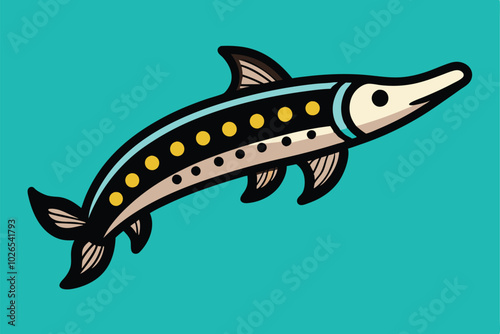 Solid color Spotted Gar animal vector design