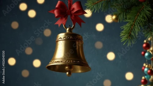 christmas bells on the tree with other Christmas decorations