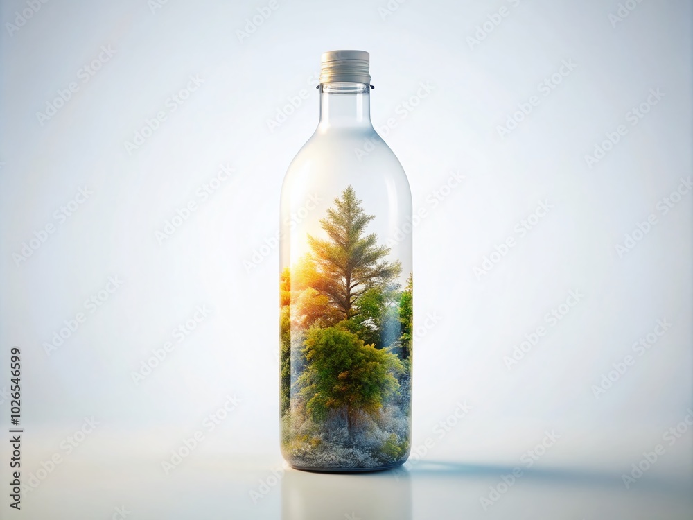 Blank White Bottle Mockup with Double Exposure Effect for Product Showcase Blank White Bottle Mockup with Double Exposure Effect for Product Showcase