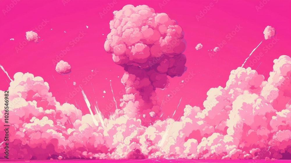 Fototapeta premium bomb comic background With cloud on pink 