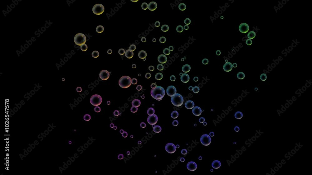 A lot of air bubbles fly out of the center. Bubbles Effect with colorful Chroma animation on black background. A lot of air bubbles fly out of the center. Bubbles Effect with colorful Chroma animation on black background.